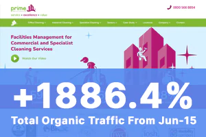 Image of a case study banner to promote Prime Facility Services and their SEO success.